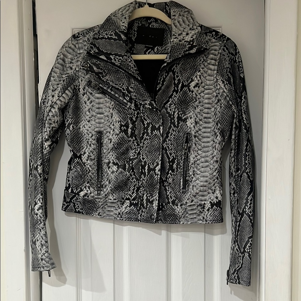 Blank NYC Black and White Leather Motorcycle Jacket